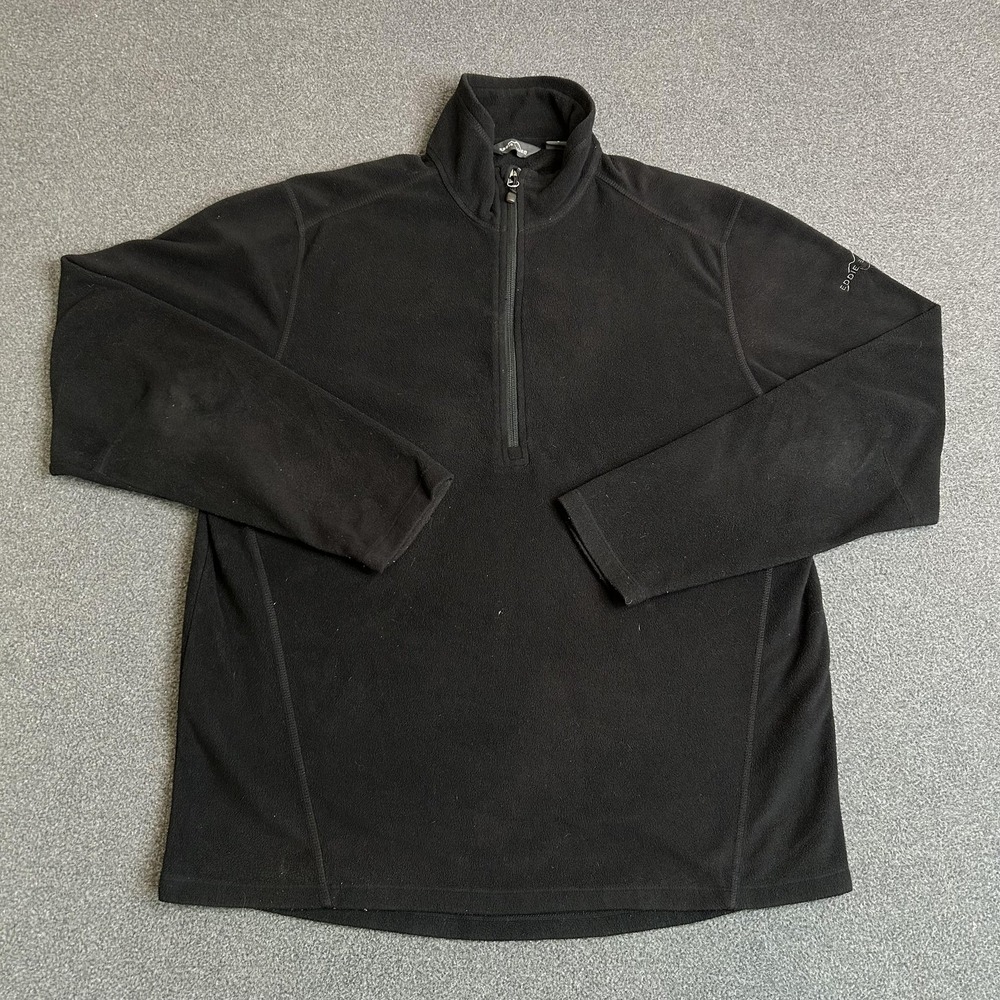 Eddie Bauer Fleece Pullover Mens Large Black 1/4 Zip Long Sleeve Hiking Shirt